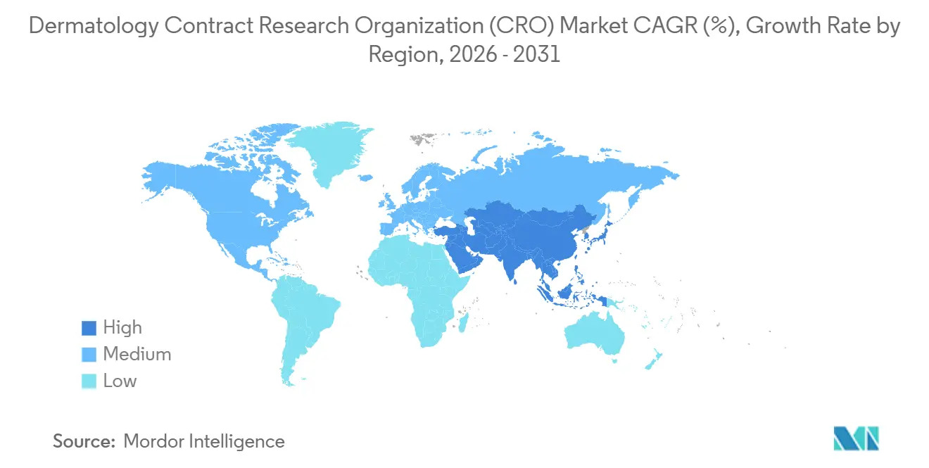 Dermatology Contract Research Organization (CRO) Market CAGR (%), Growth Rate by Region