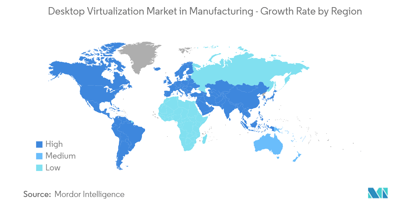 Desktop Virtualization Market in Manufacturing - Growth Rate by Region 