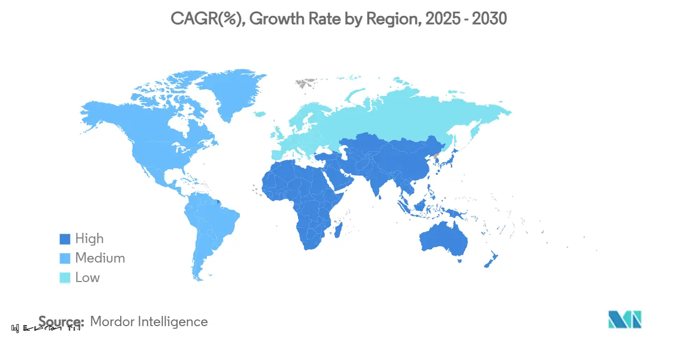 CAGR (%), tasso di crescita per regione