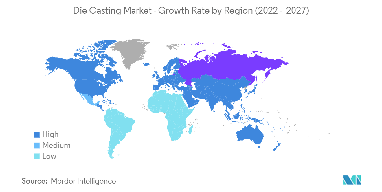 Marché de la coulée sous pression - Taux de croissance par région (2022-2027)
