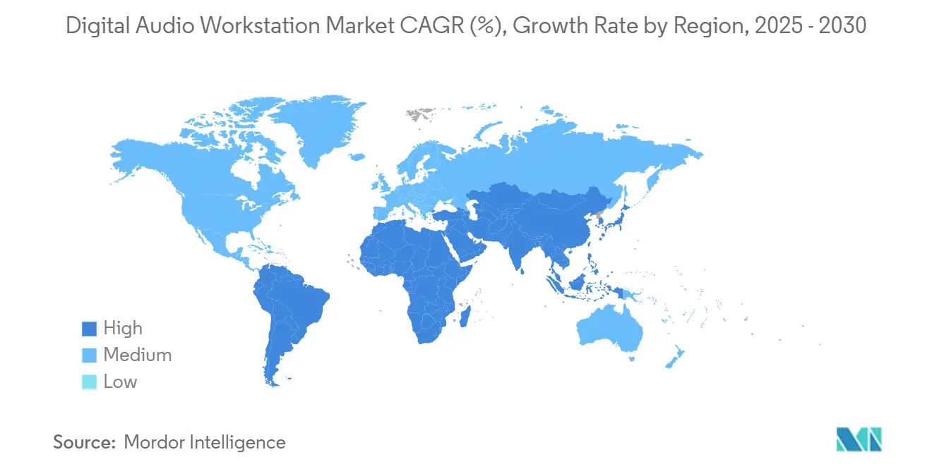 Digital Audio Workstation Market CAGR (%), Growth Rate by Region