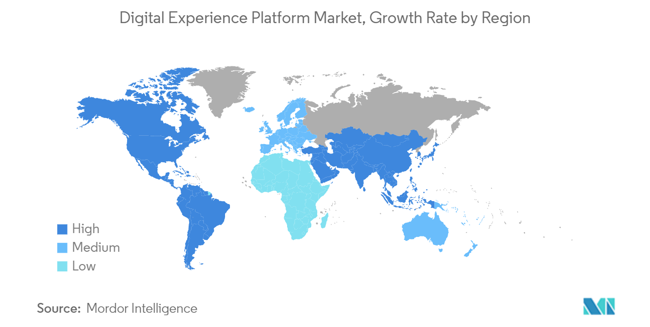 Mercado de plataformas de experiência digital – Taxa de crescimento por região