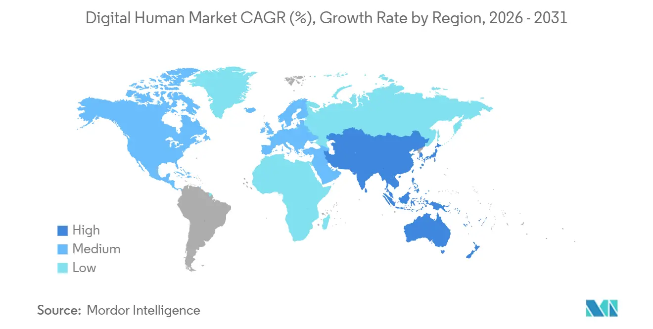 Digital Human Market CAGR (%), Growth Rate by Region