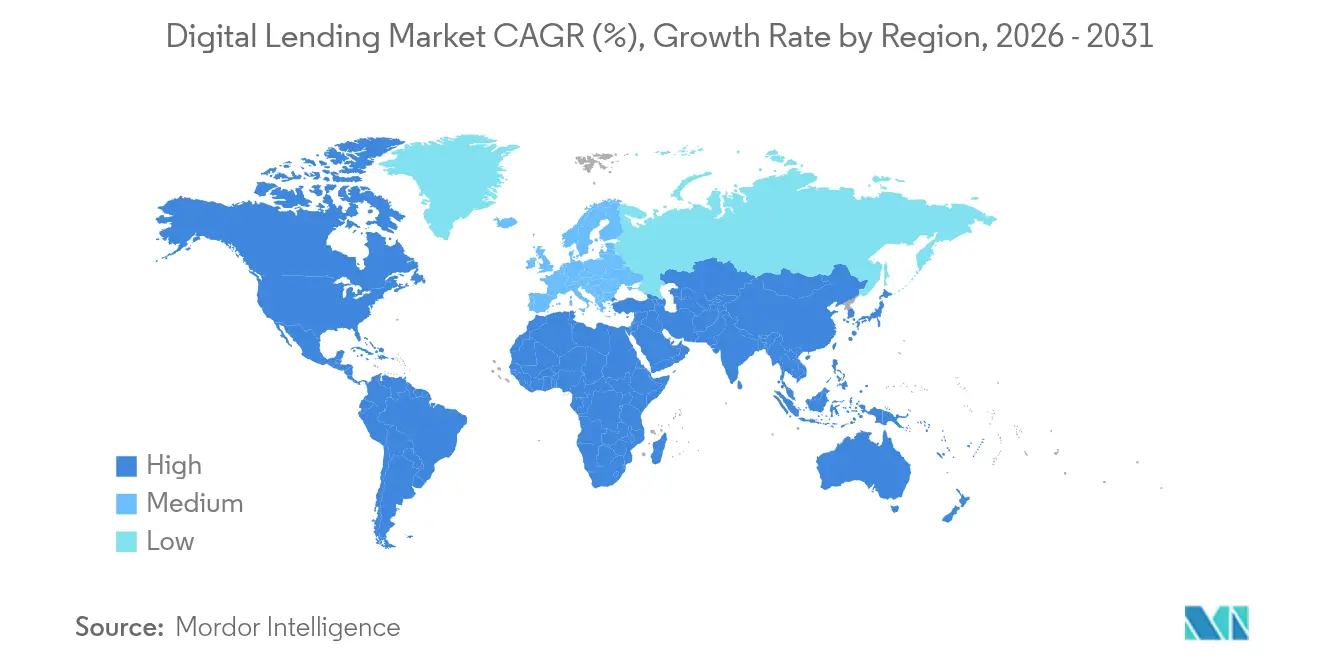 Digital Lending Market CAGR (%), Growth Rate by Region