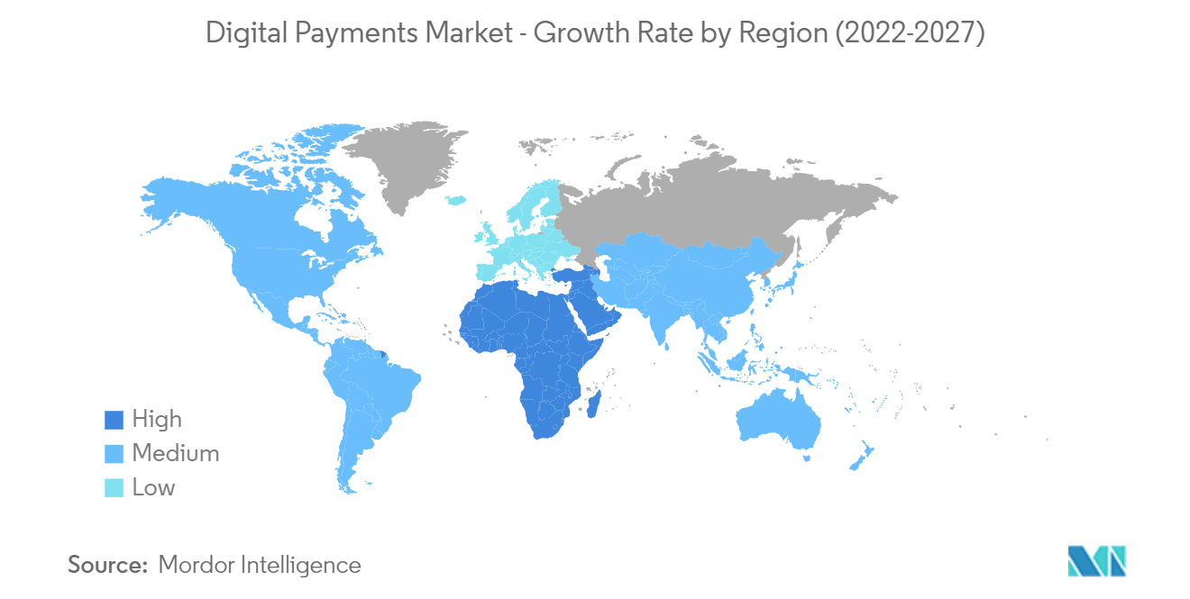 Digital Payments Market - Growth Rate by Region (2022 - 2027)