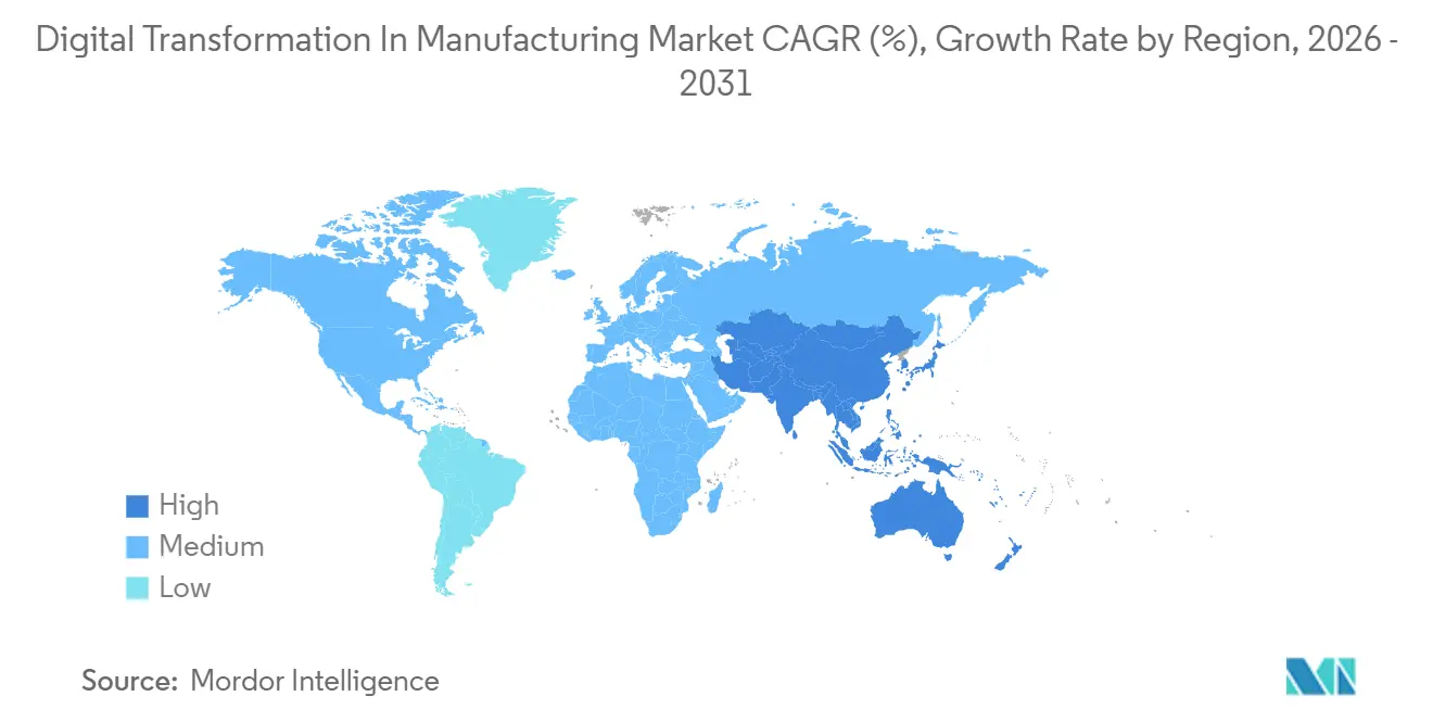 Digital Transformation In Manufacturing Market CAGR (%), Growth Rate by Region
