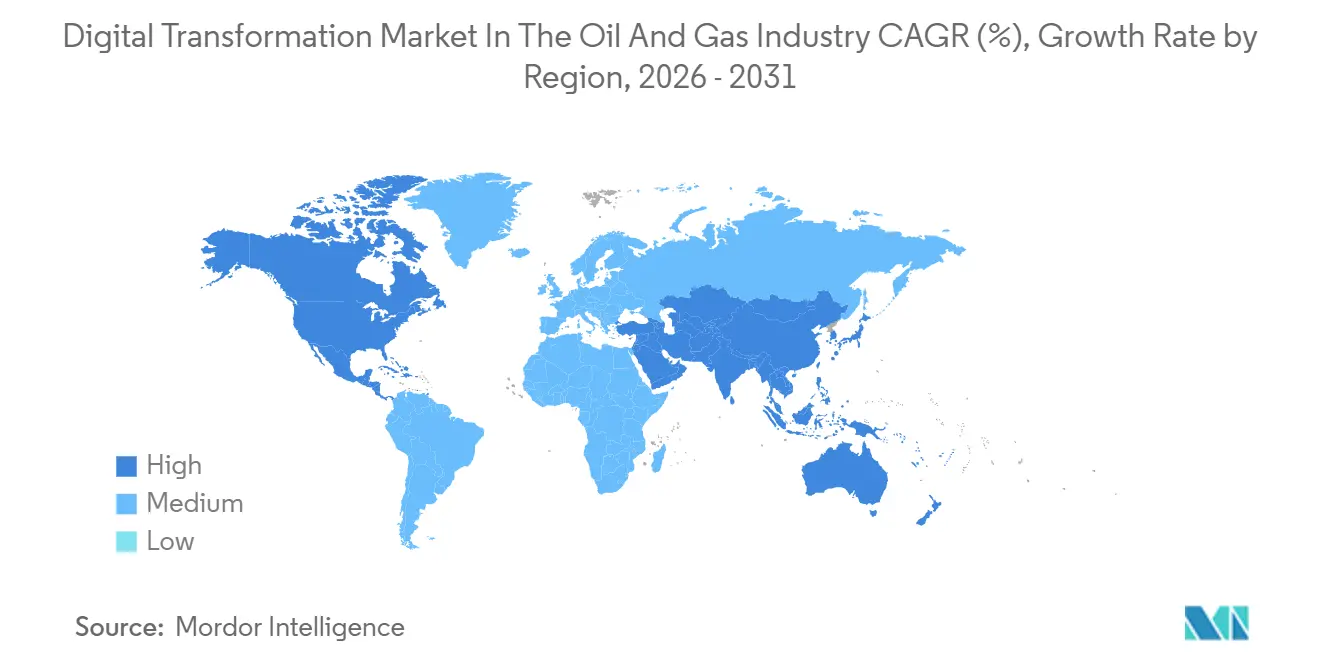 Digital Transformation Market In The Oil And Gas Industry CAGR (%), Growth Rate by Region