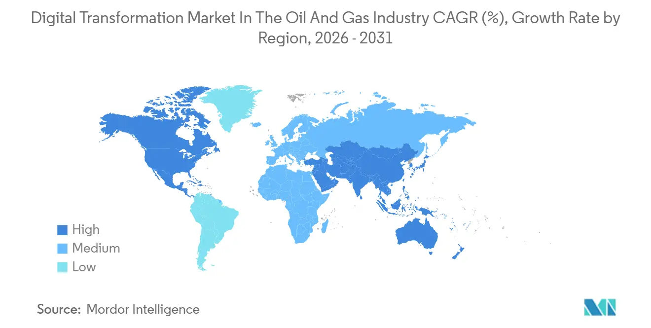 Digital Transformation Market In The Oil And Gas Industry CAGR (%), Growth Rate by Region