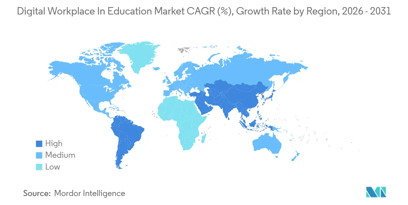 Digital Workplace In Education Market CAGR (%), Growth Rate by Region