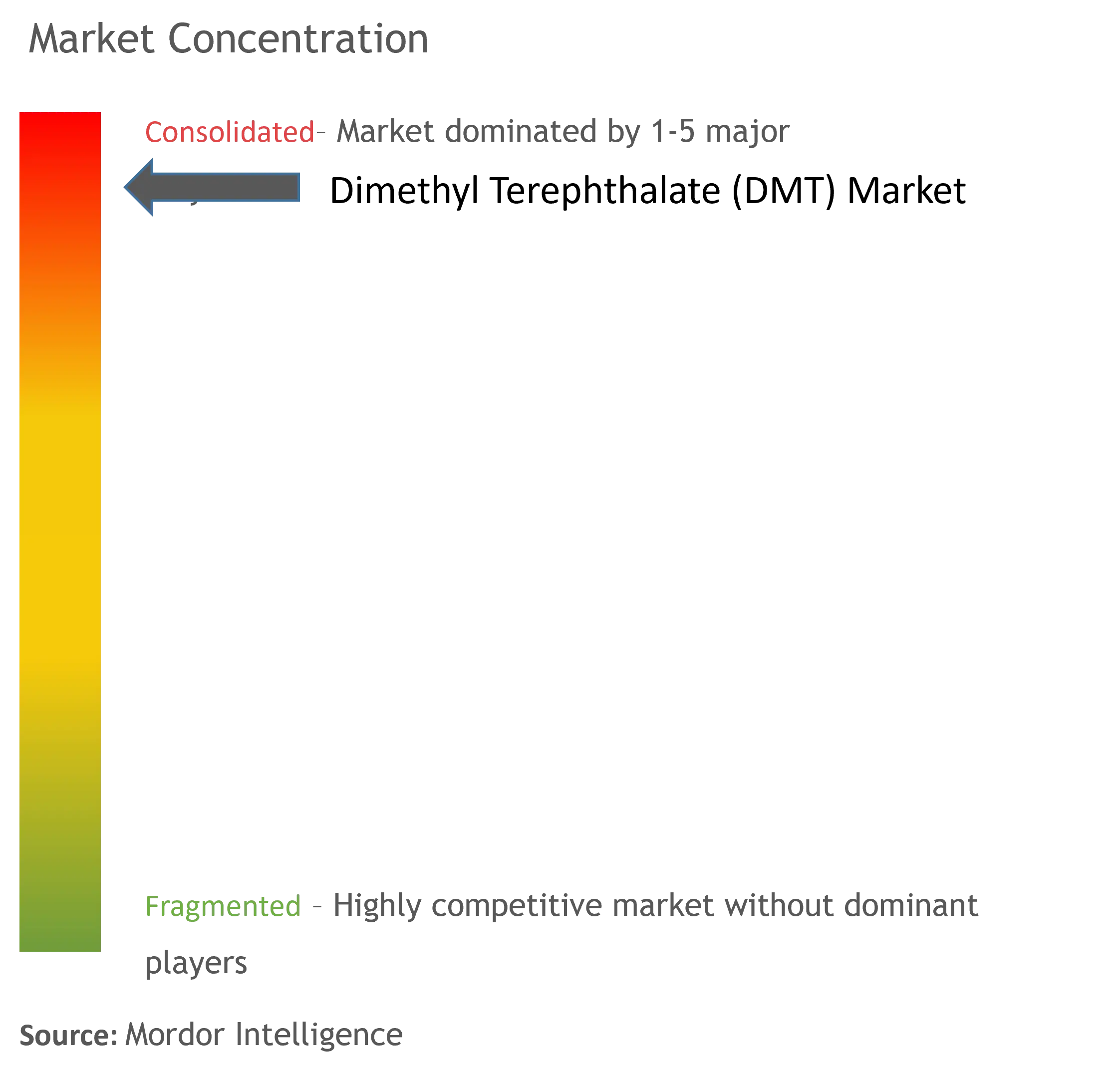 Concentración del mercado de tereftalato de dimetilo (DMT)