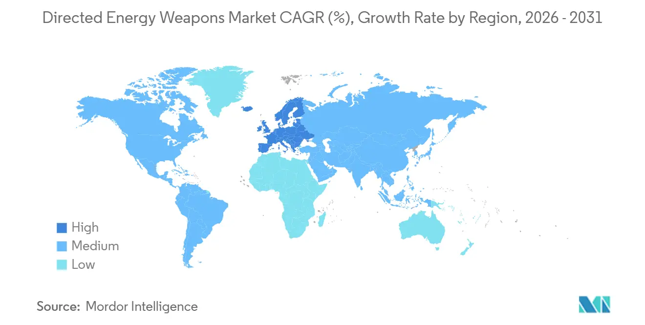 Directed Energy Weapons Market CAGR (%), Growth Rate by Region