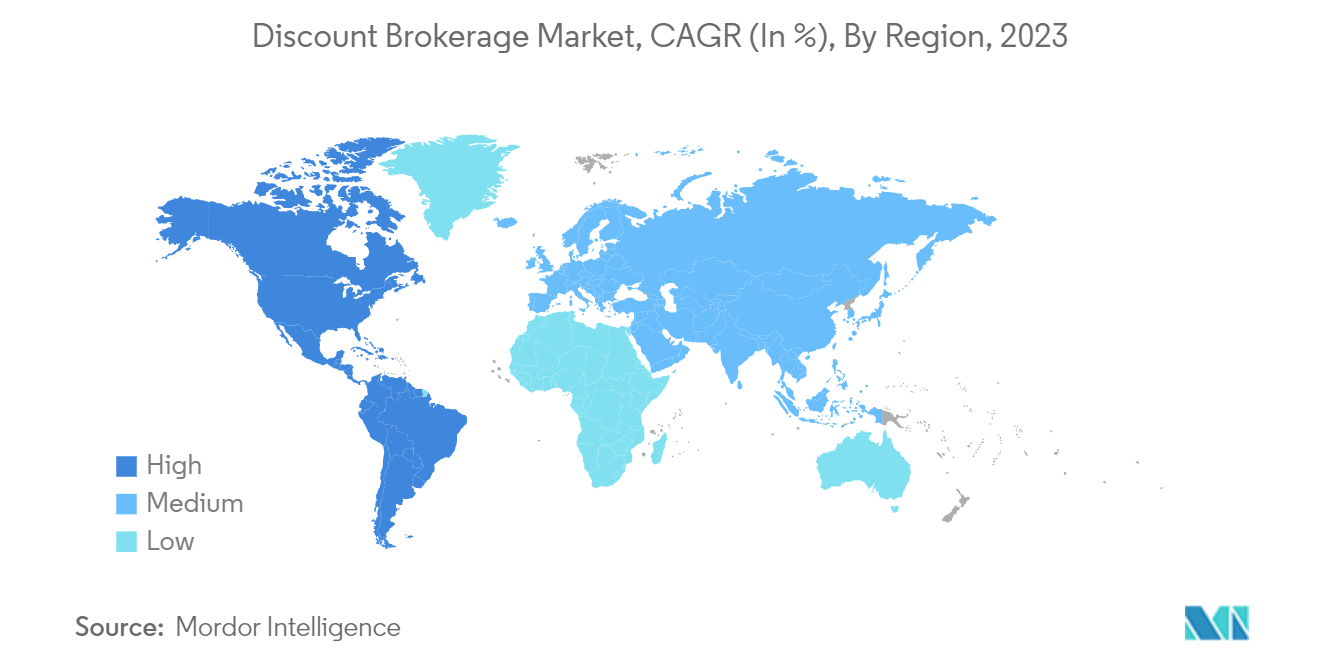 Discount Brokerage Market, CAGR (In %), By Region, 2023