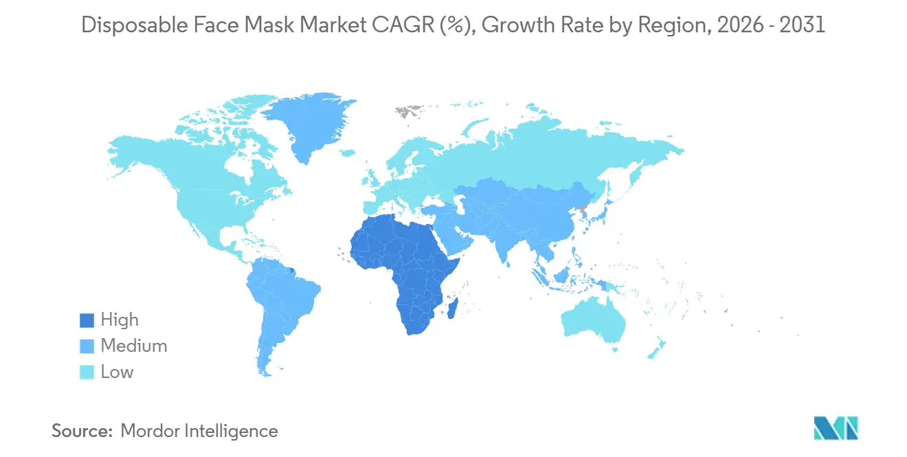 Disposable Face Mask Market CAGR (%), Growth Rate by Region