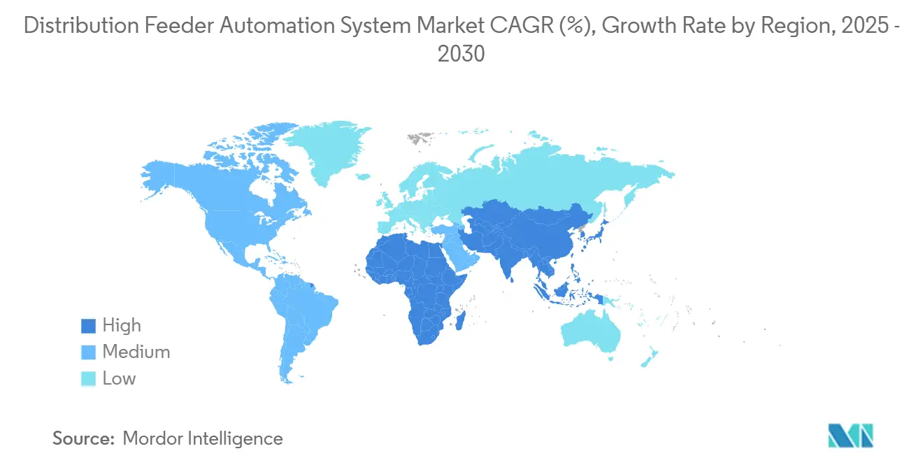 Distribution Feeder Automation System Market CAGR (%), Growth Rate by Region