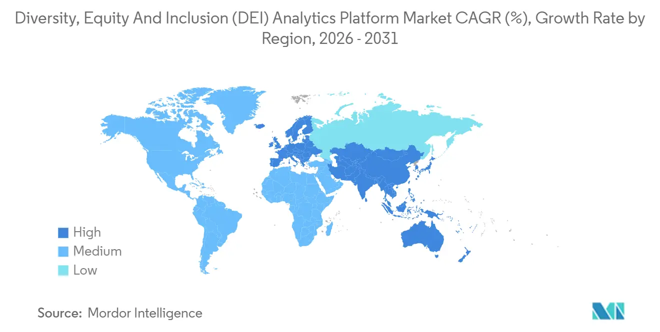Diversity, Equity And Inclusion (DEI) Analytics Platform Market CAGR (%), Growth Rate by Region