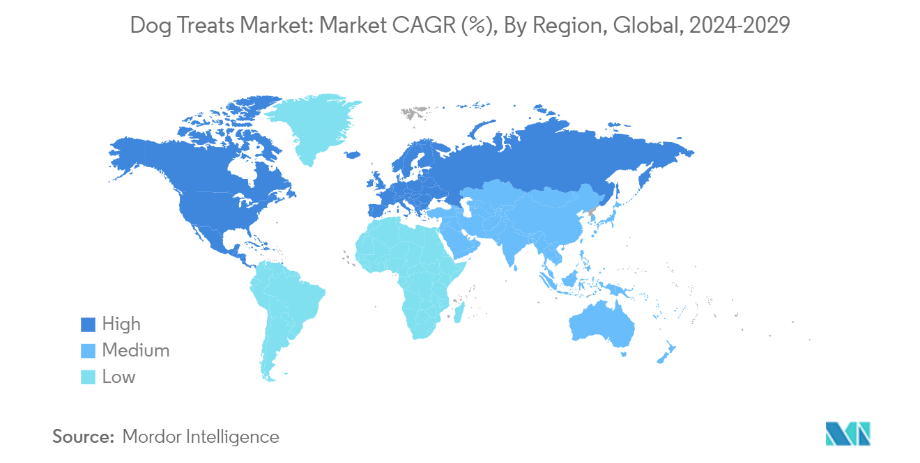 Dog Treats Market: Market CAGR (%), By Region, Global, 2024-2029