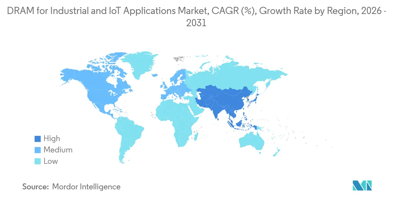 DRAM For Industrial and IoT Applications Market Growth Rate by Region