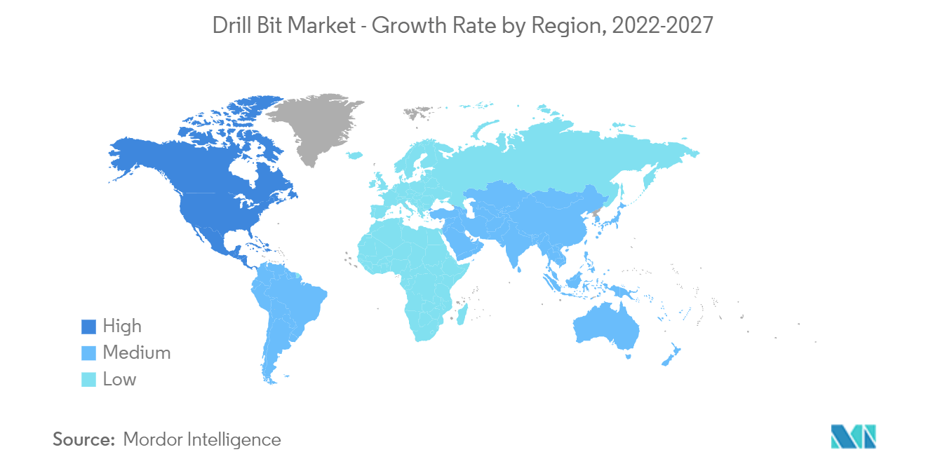 Рынок буровых долот – темпы роста по регионам, 2022–2027 гг.