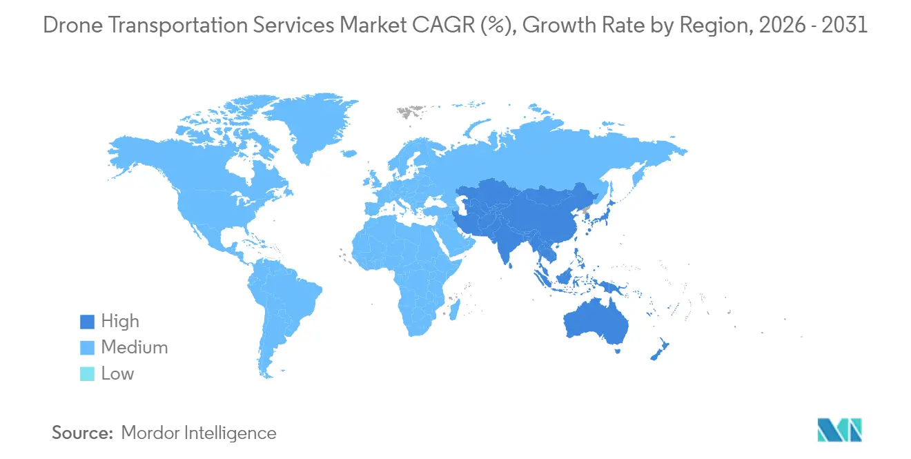 Drone Transportation Services Market CAGR (%), Growth Rate by Region