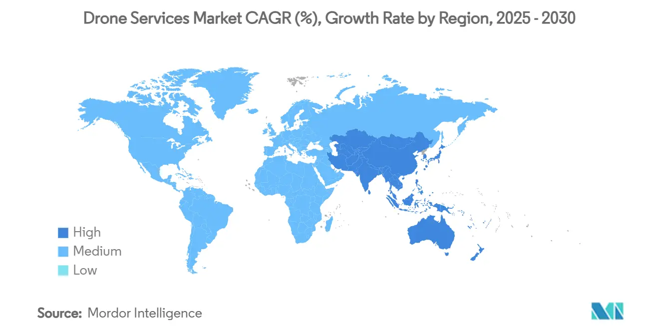 Drone Services Market CAGR (%), Growth Rate by Region