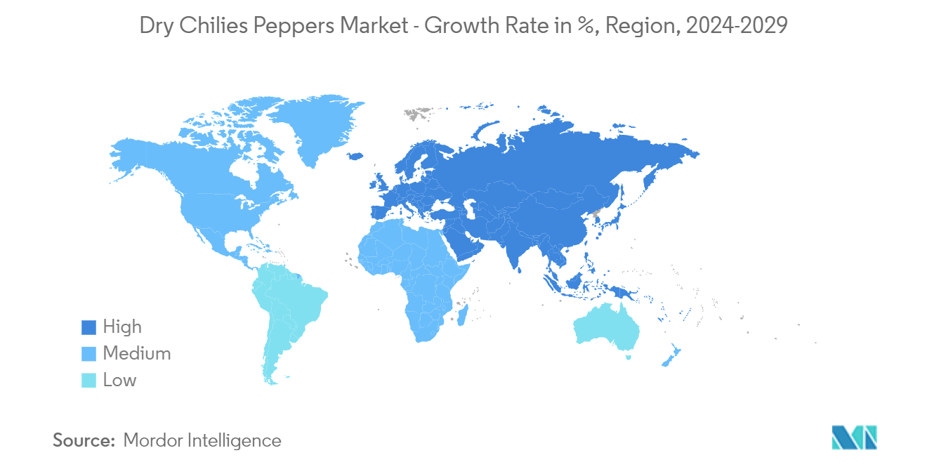 乾燥唐辛子市場 - 地域別成長率、2024-2029年