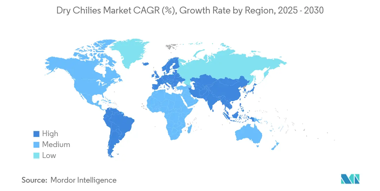 Dry Chilies Market CAGR (%), Growth Rate by Region