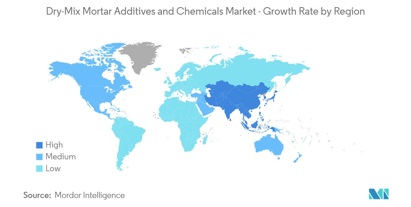 إضافات الملاط الجاف والمواد الكيميائية لسوق الاتجاهات الإقليمية