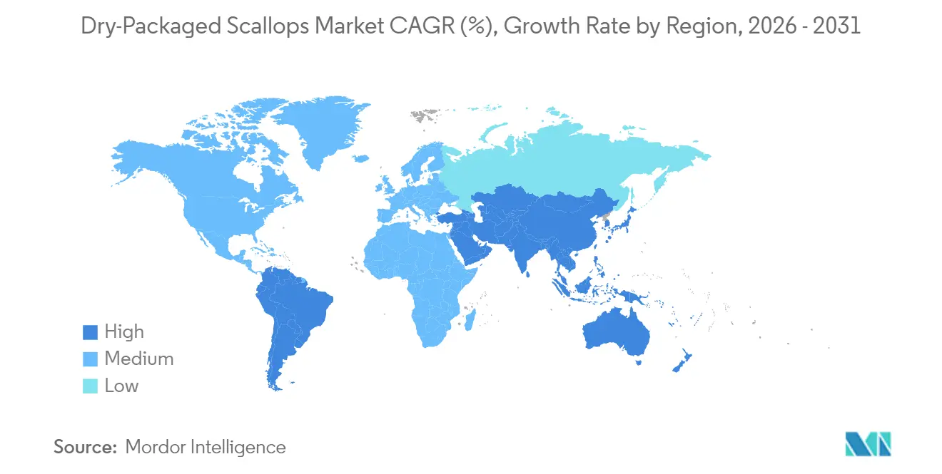 Dry-Packaged Scallops Market CAGR (%), Growth Rate by Region