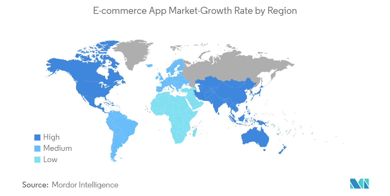 電子商取引アプリ市場：地域別成長率