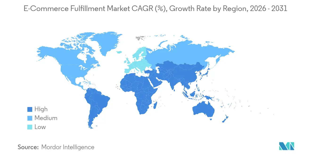 Taxa de Crescimento do Mercado de Fulfillment de E-commerce por Regi?o