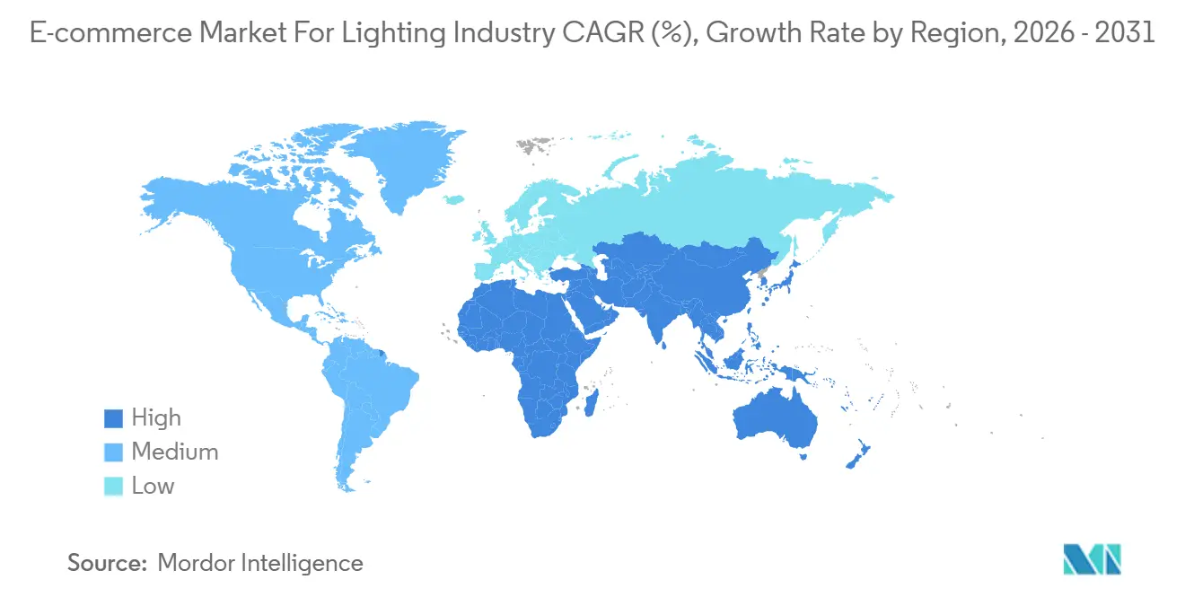 E-commerce Market For Lighting Industry CAGR (%), Growth Rate by Region