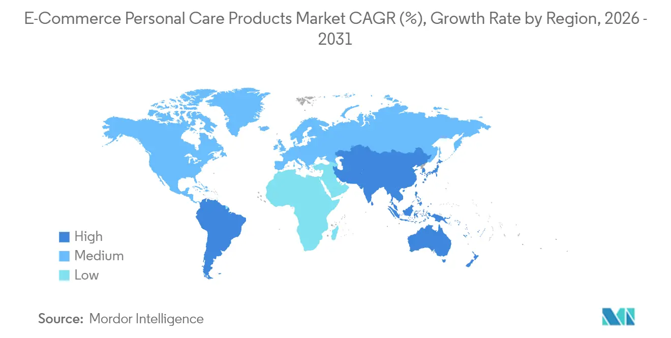 E-Commerce Personal Care Products Market CAGR (%), Growth Rate by Region