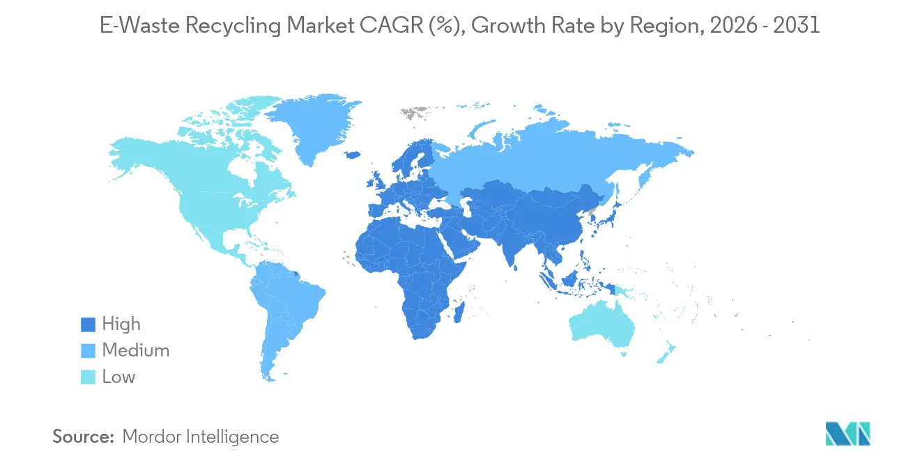 E-Waste Recycling Market CAGR (%), Growth Rate by Region