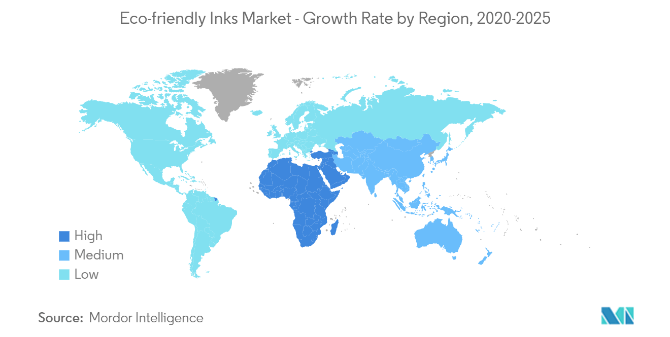 Eco-friendly Inks Market- Growth Rate by Region, 2020-2025