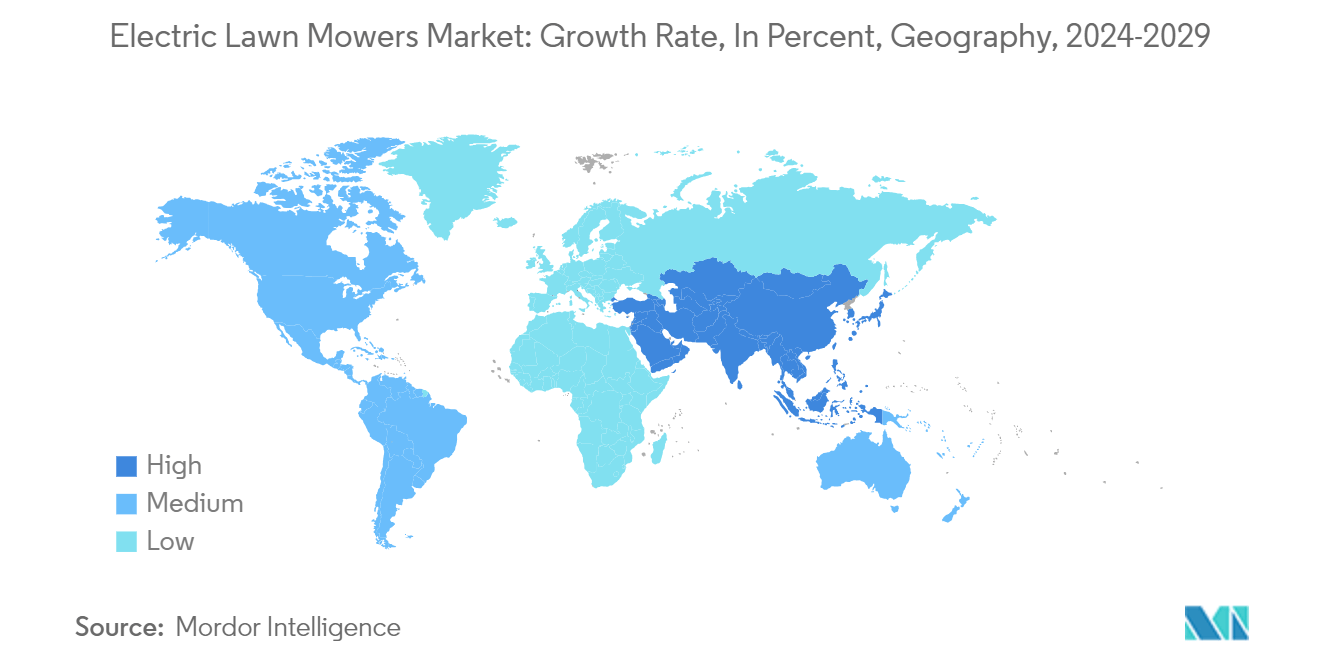 Electric Lawn Mowers Market: Growth Rate, In Percent, Geography, 2024-2029