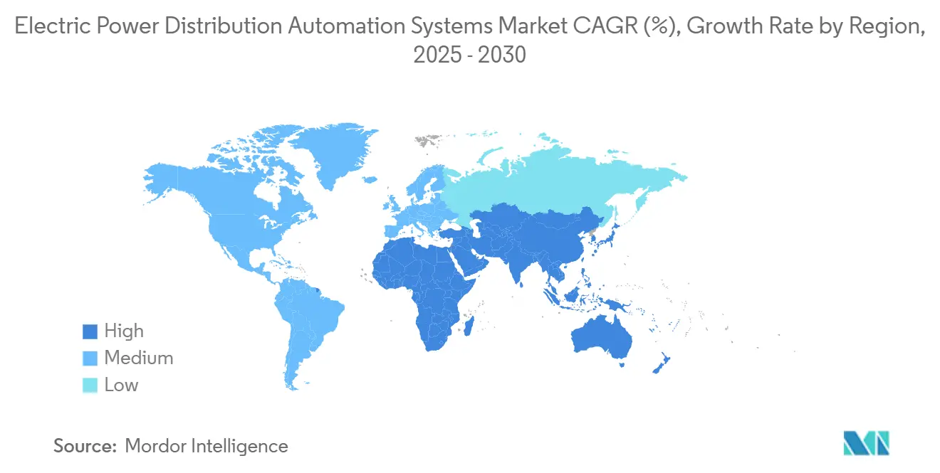 Electric Power Distribution Automation Systems Market CAGR (%), Growth Rate by Region