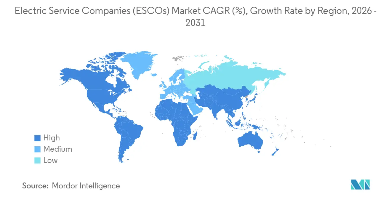 Electric Service Companies (ESCOs) Market CAGR (%), Growth Rate by Region