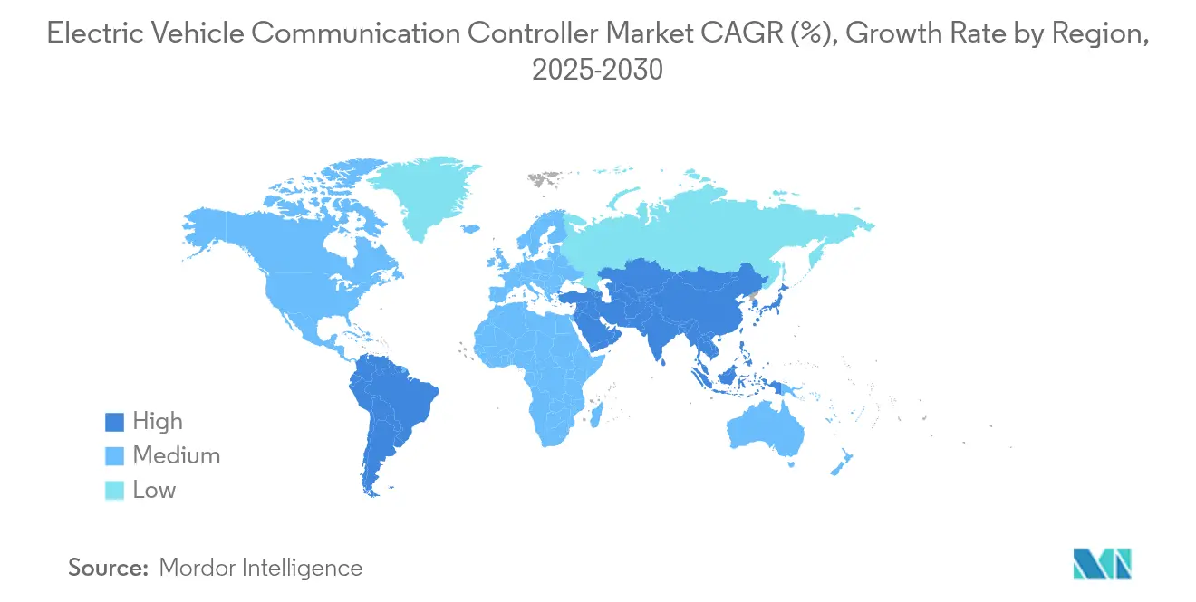 Tasa de Crecimiento del Mercado de Controladores de Comunicación para Vehículos Eléctricos por Región