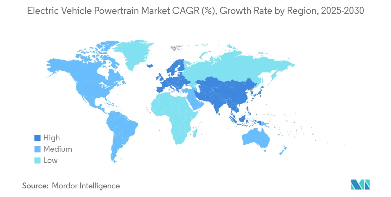 Market Analysis of Electric Vehicle Powertrain Market: Forecasted Growth Rate by Region