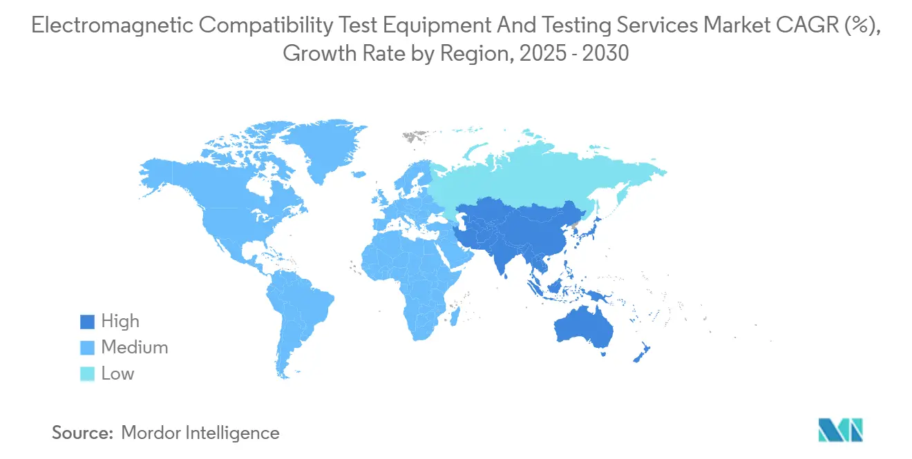 Electromagnetic Compatibility Test Equipment And Testing Services Market CAGR (%), Growth Rate by Region