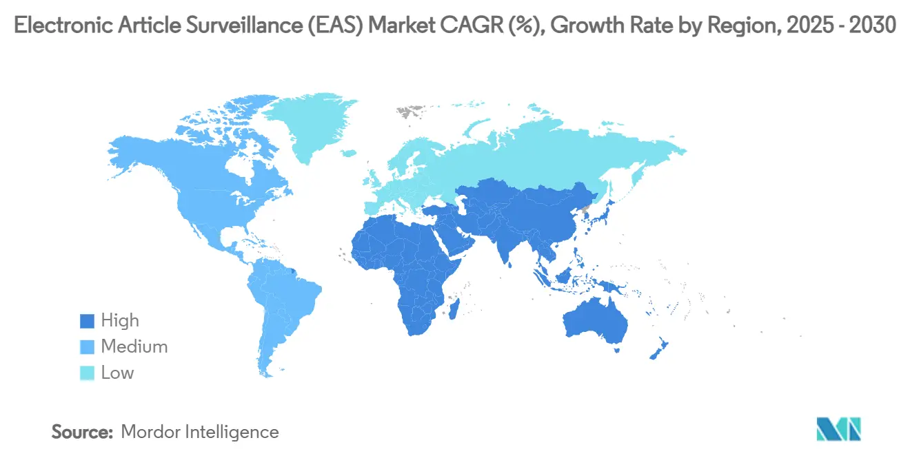 Electronic Article Surveillance (EAS) Market CAGR (%), Growth Rate by Region