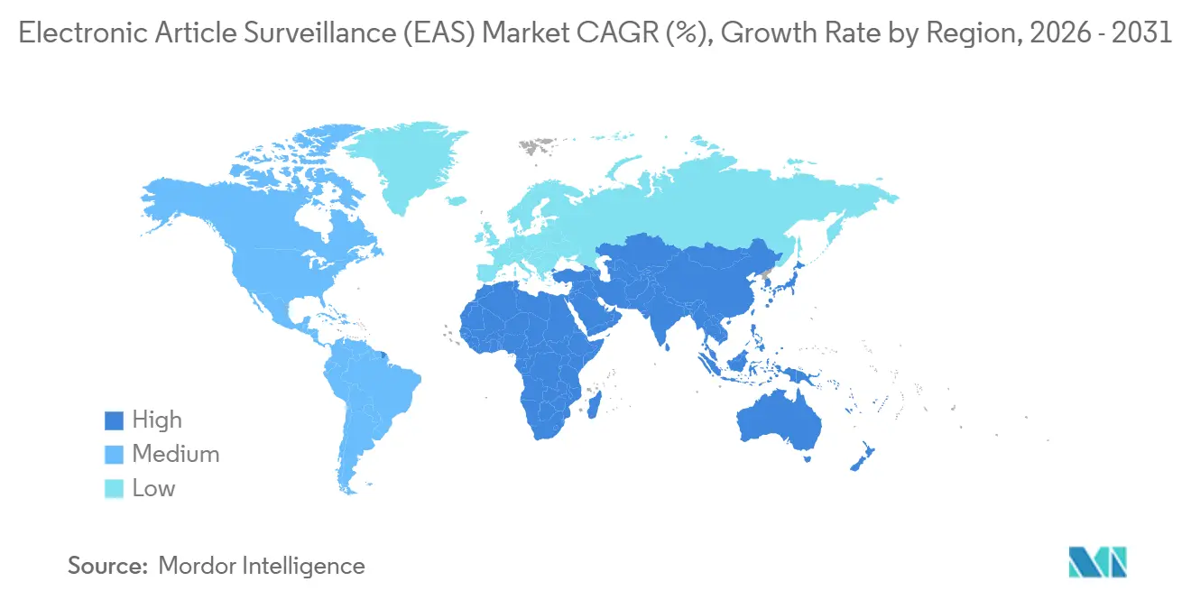 Electronic Article Surveillance (EAS) Market CAGR (%), Growth Rate by Region