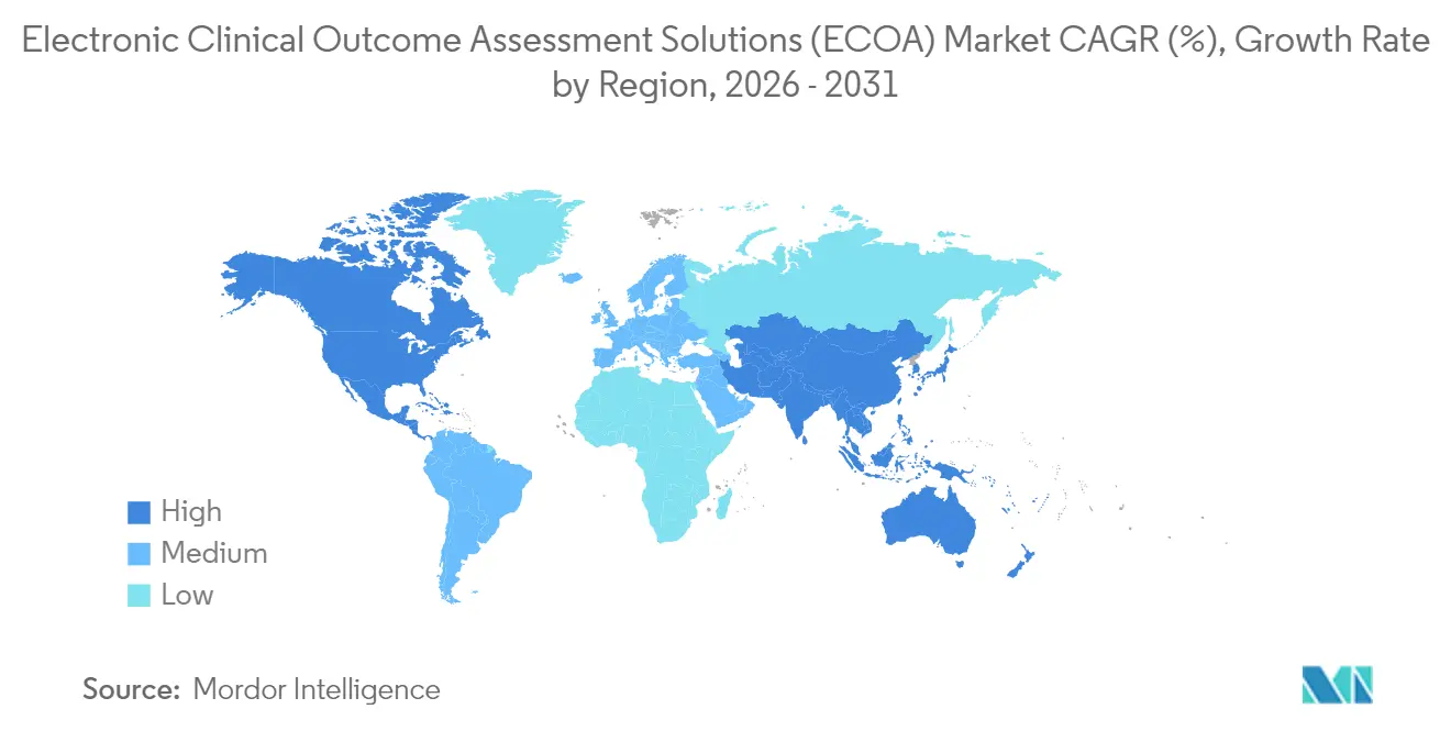 Electronic Clinical Outcome Assessment Solutions (ECOA) Market CAGR (%), Growth Rate by Region