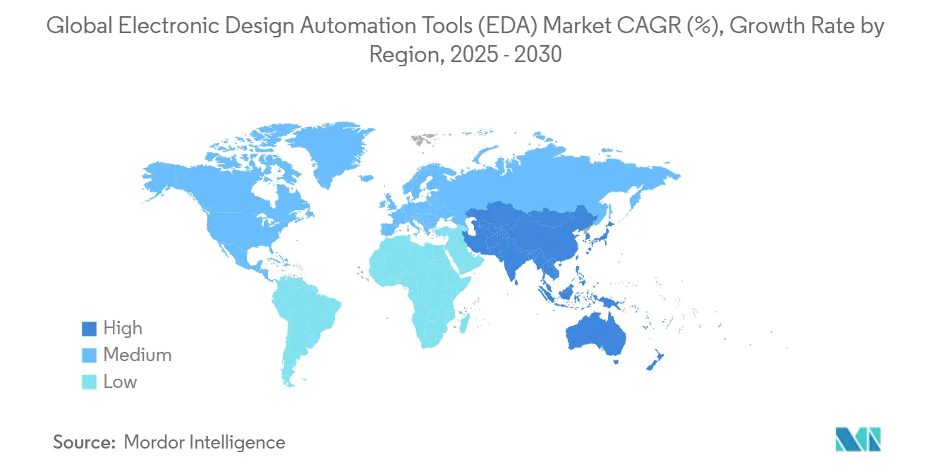 글로벌 전자 바카라사이트 제작 자동화 도구(EDA) 바카라사이트 제작 CAGR(%), 지역별 성장률