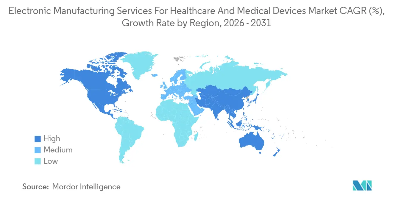 Electronic Manufacturing Services For Healthcare And Medical Devices Market CAGR (%), Growth Rate by Region