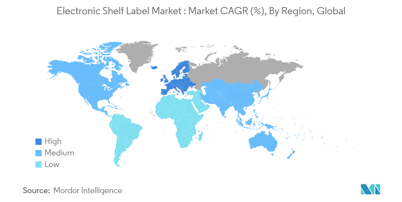 Electronic Shelf Label Market : Market CAGR (%), By Region, Global