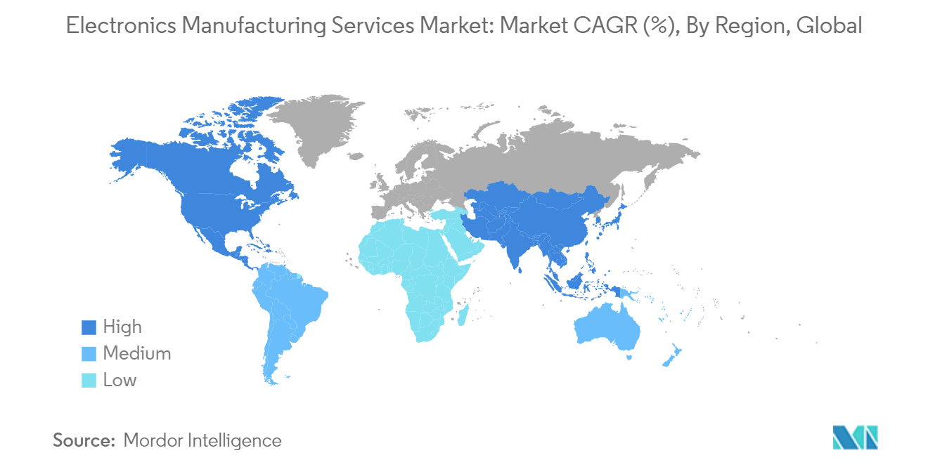 Electronics Manufacturing Services Market: Market CAGR (%), By Region, Global