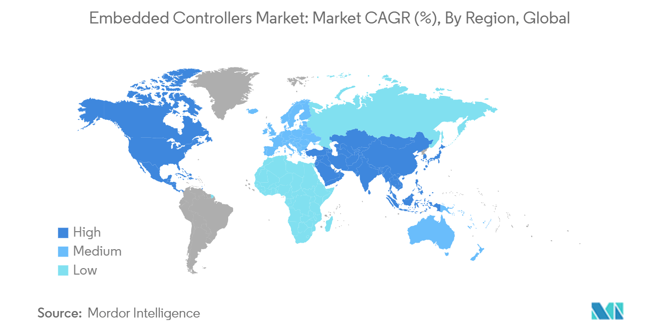 Embedded Controllers Market: Market CAGR (%), By Region, Global