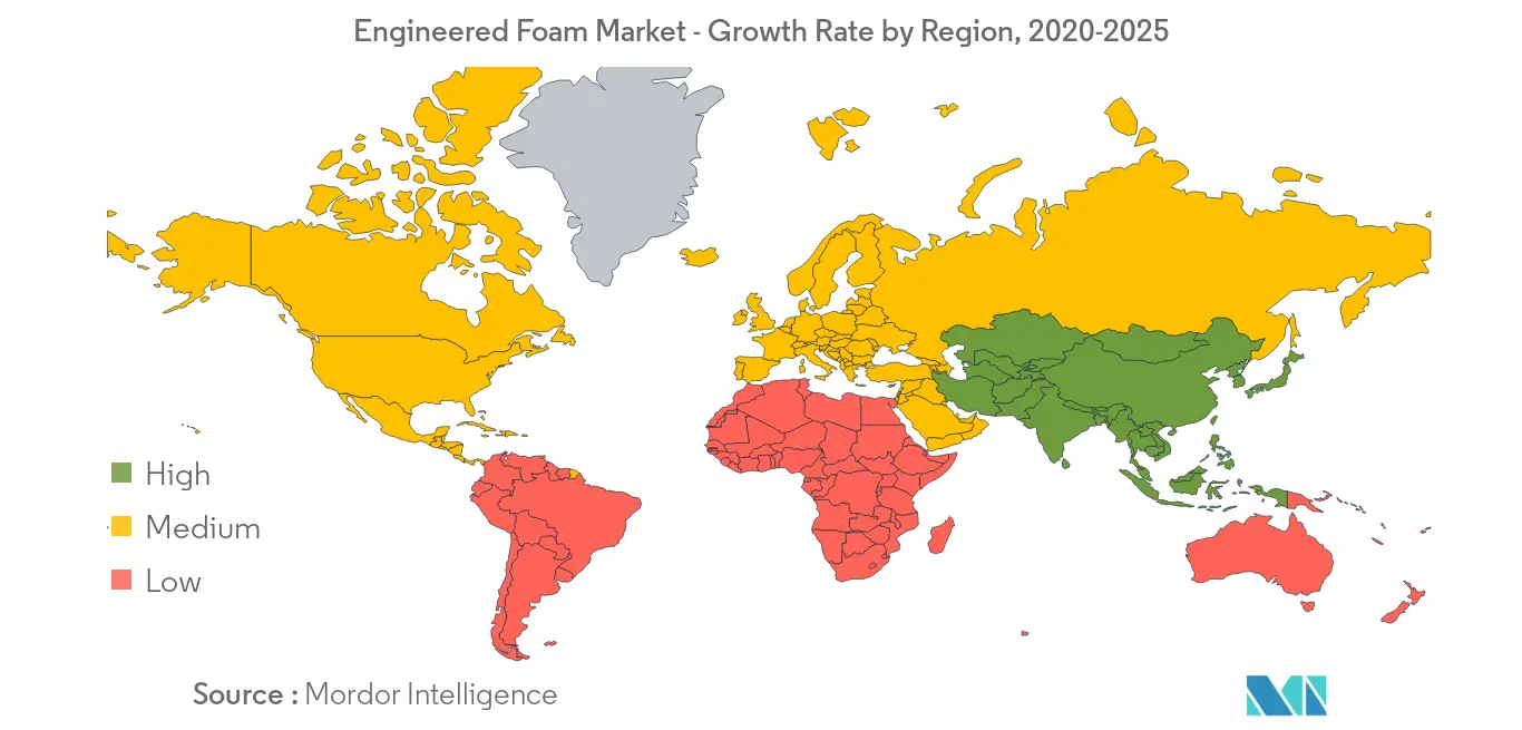 Engineered Foam Market - Growth Rate by Region, 2020-2025