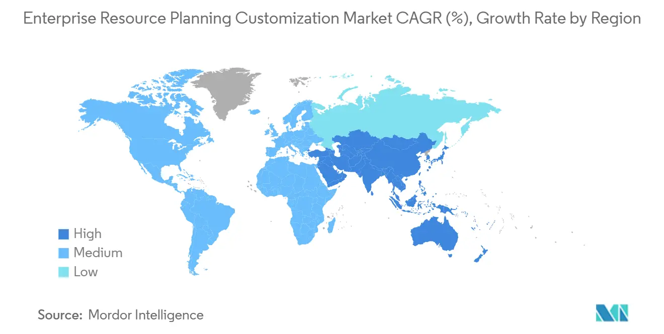 Enterprise Resource Planning Customization Market CAGR (%), Growth Rate by Region